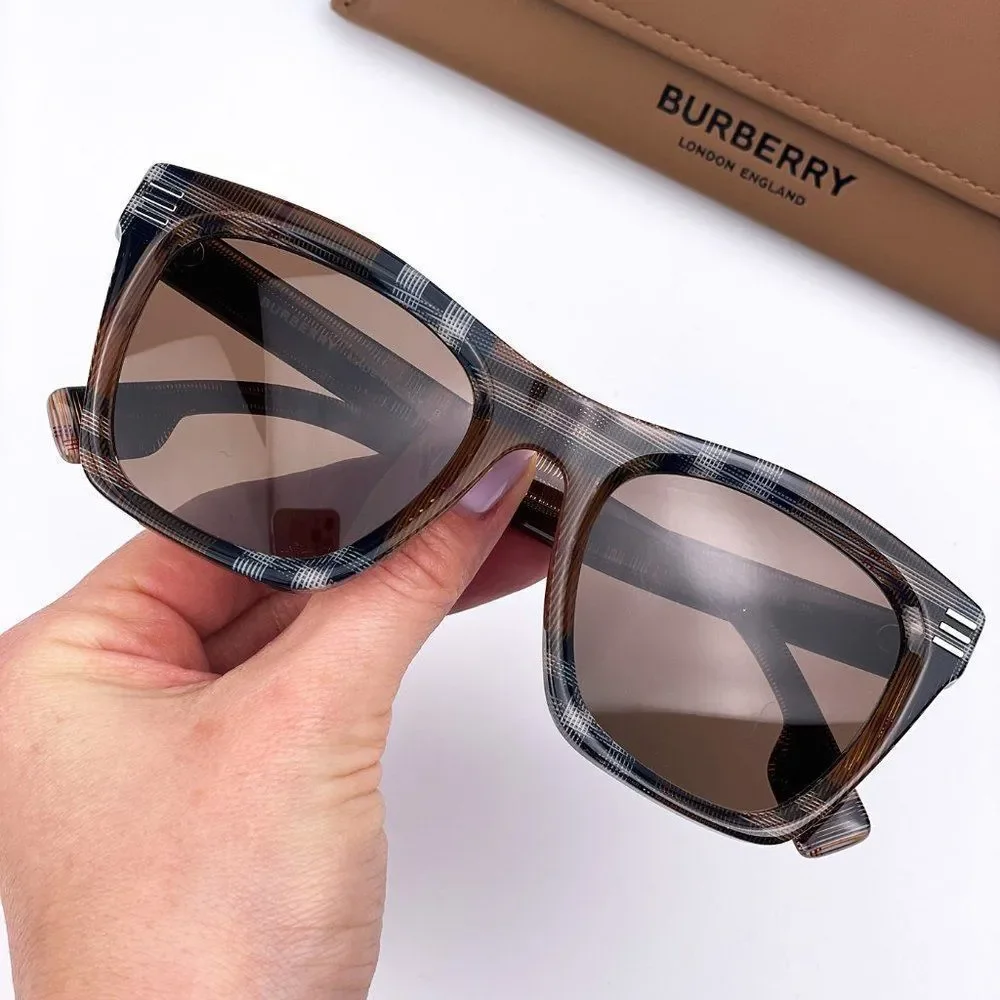 Burberry BE4348 Cooper 396673 Sunglasses Brown Check Square Unisex